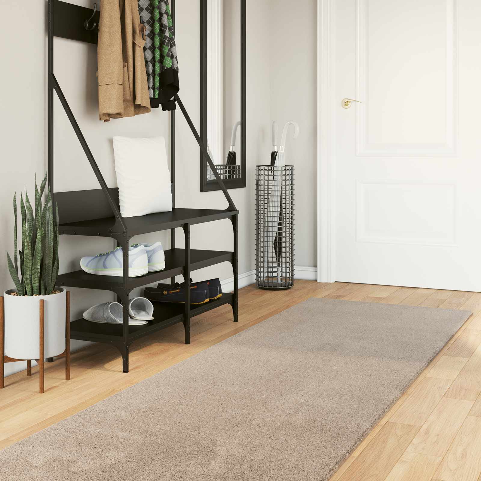 vidaXL Keskikorkea pehmeä ja konepestävä matto HUARTE Hiekka