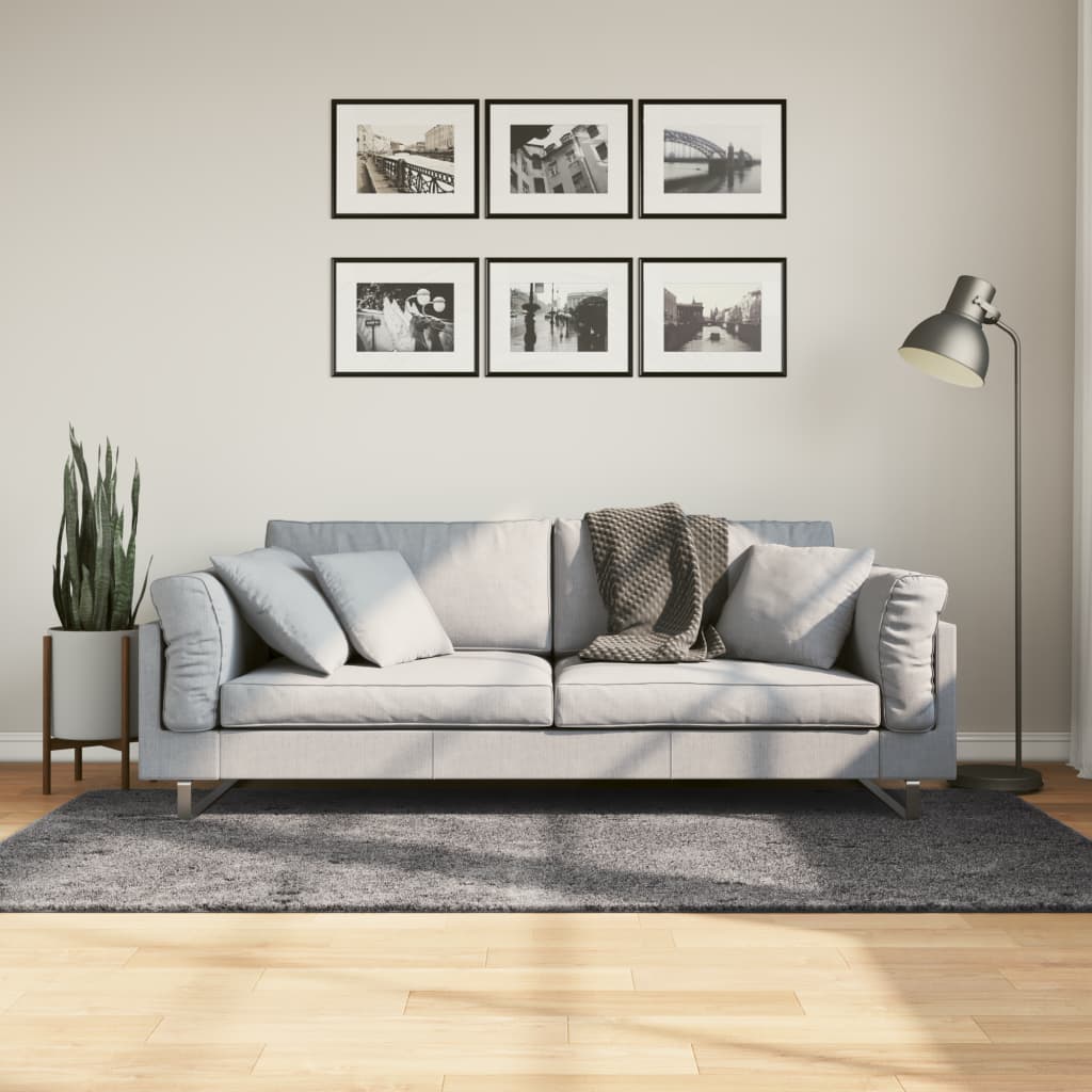 vidaXL Matto HUARTE lyhytnukkainen ja pestävä antrasiitti 100x200 cm