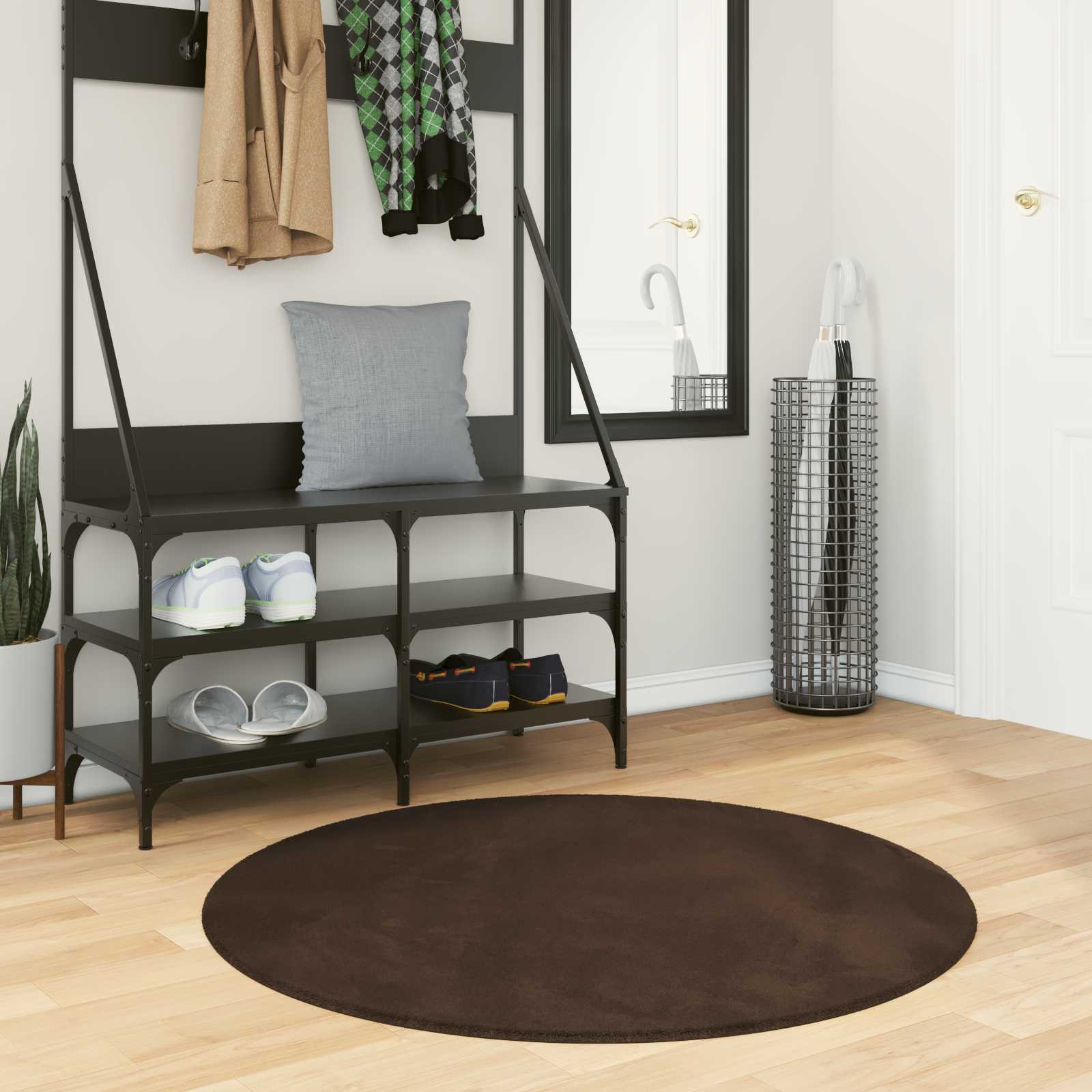 vidaXL Keskikorkea pehmeä ja konepestävä matto HUARTE Ruskea Ø 100 CM