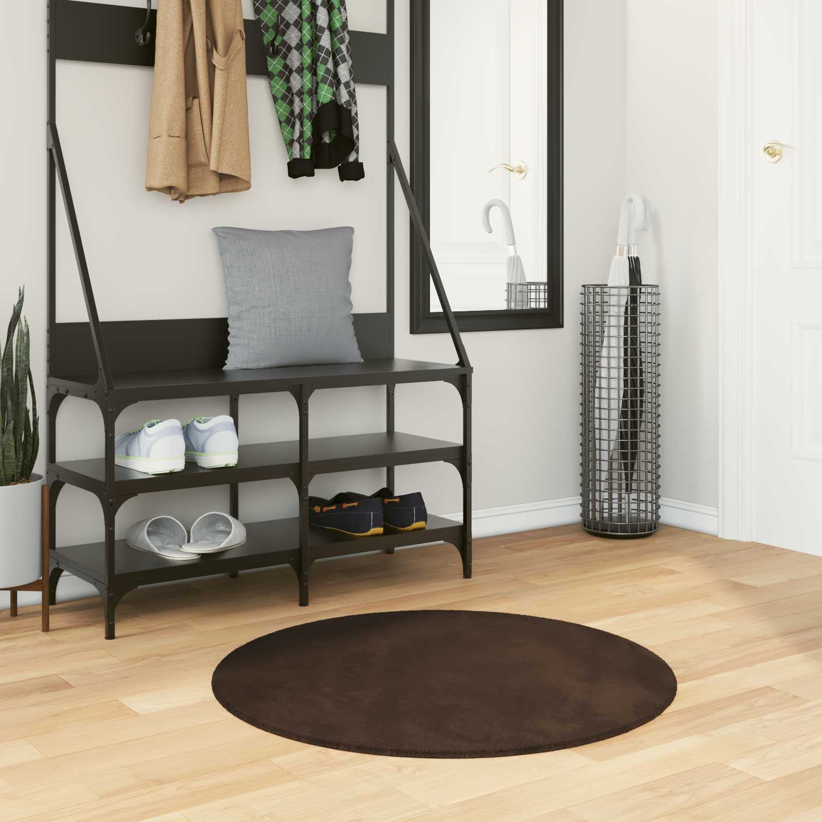 vidaXL Keskikorkea pehmeä ja konepestävä matto HUARTE Ruskea Ø 80 CM