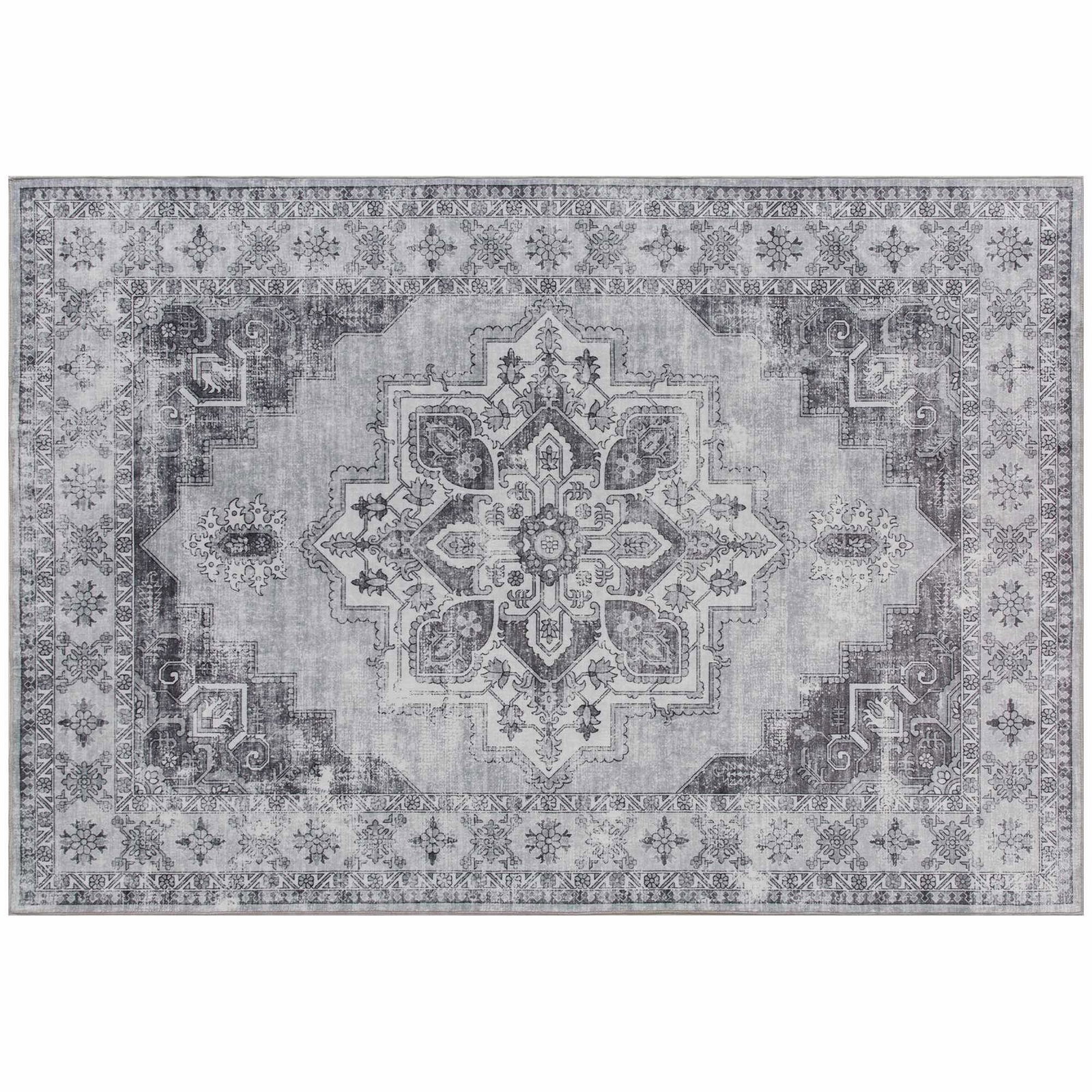 Konepestävä liukumaton flanellimatto, 230x160cm, Harmaa