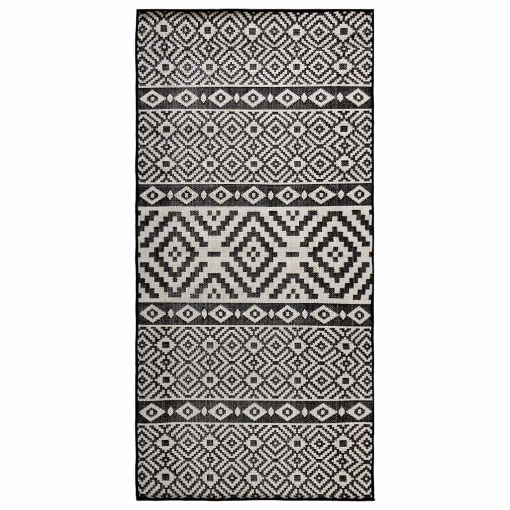 Flatweave 100x200 cm mustat raidat