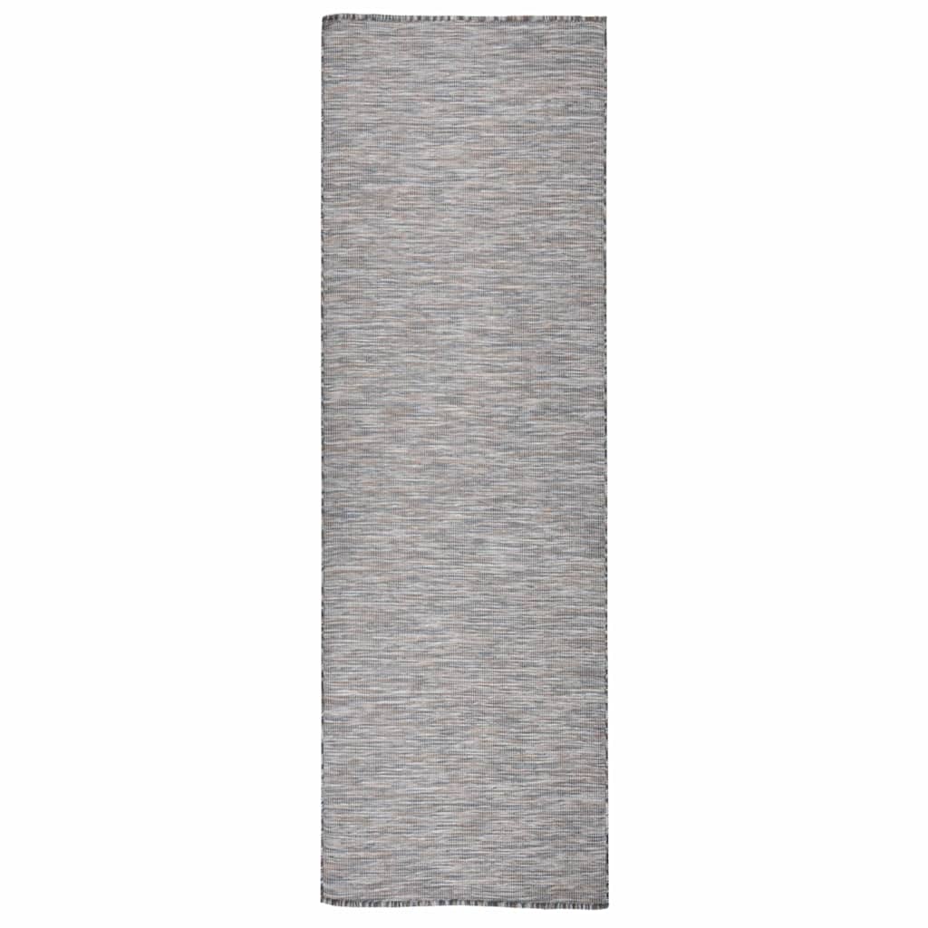 Flatweave 80x250 cm ruskea ja sininen