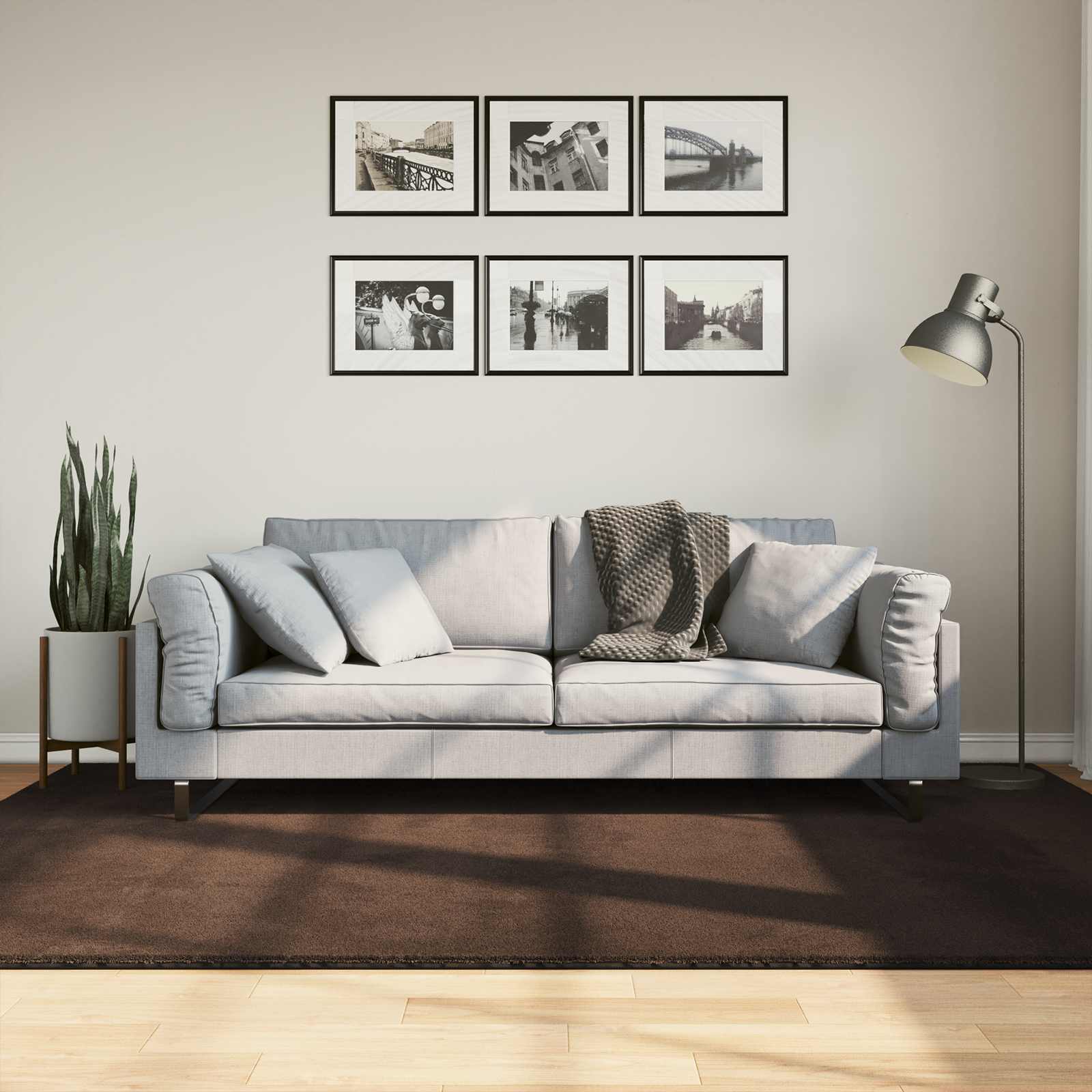 vidaXL Keskikorkea pehmeä ja konepestävä matto HUARTE Ruskea
