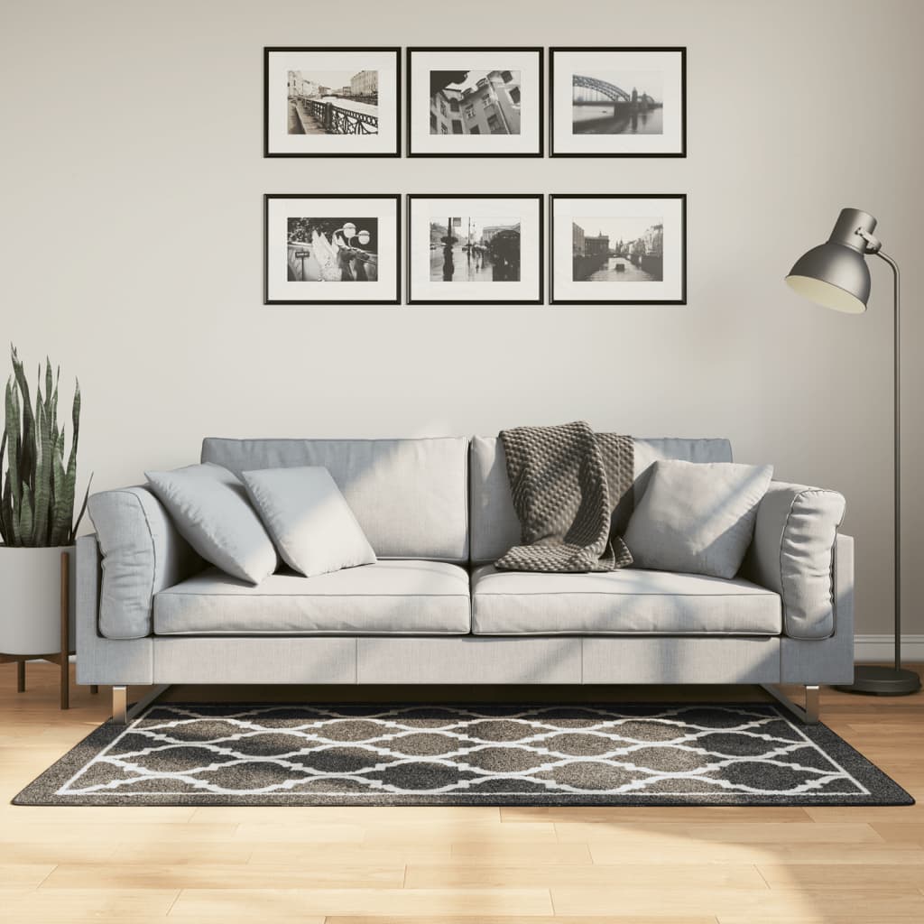 vidaXL Matto pestävä musta ja valkoinen 80x150 cm